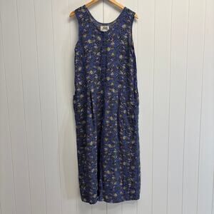 Flax Women's Blue Floral Jumpsuit